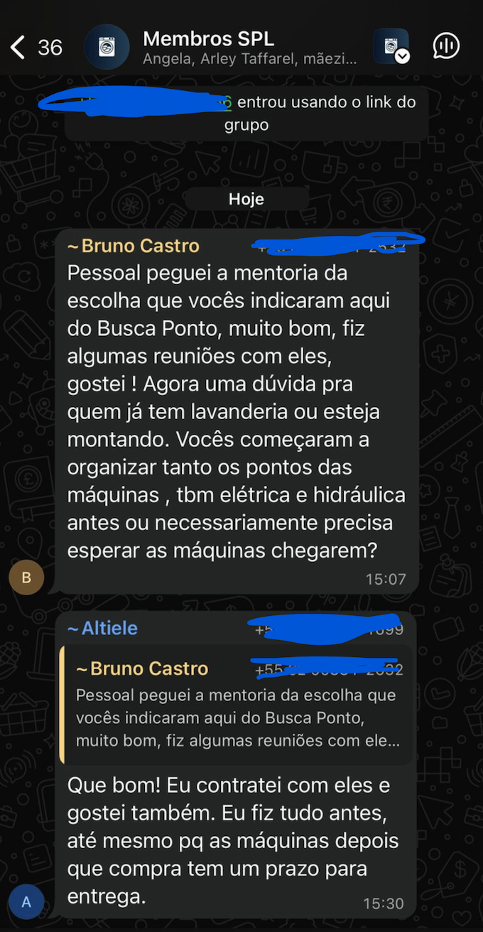 Print de depoimento de aluno sobre a Busca Ponto